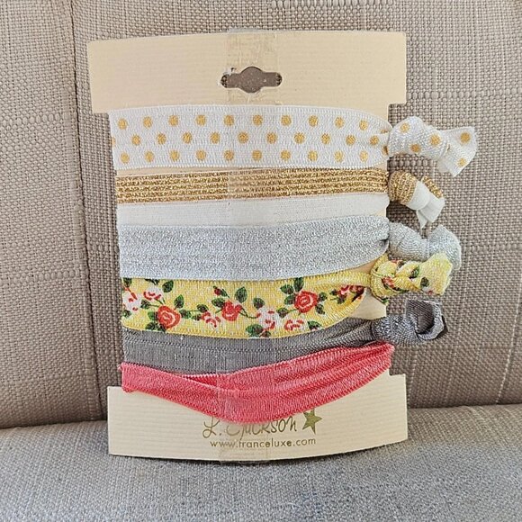 France Luxe Hair Ties Multi Color Set of 6 Hair Bands L. Erickson Pony Tail Tie - Picture 8 of 11